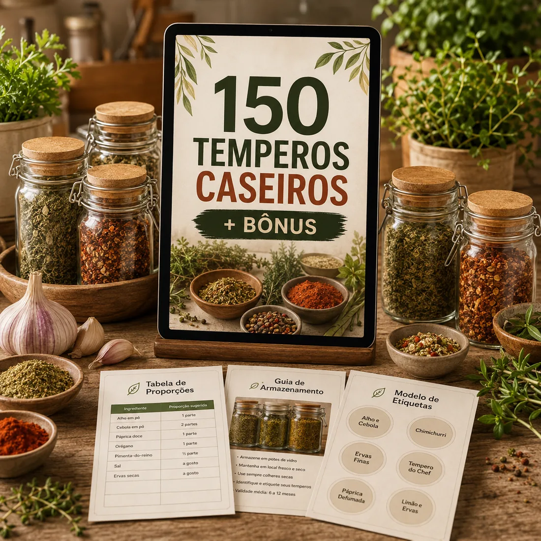 Coleção Premium com 150 Temperos Caseiros e bônus